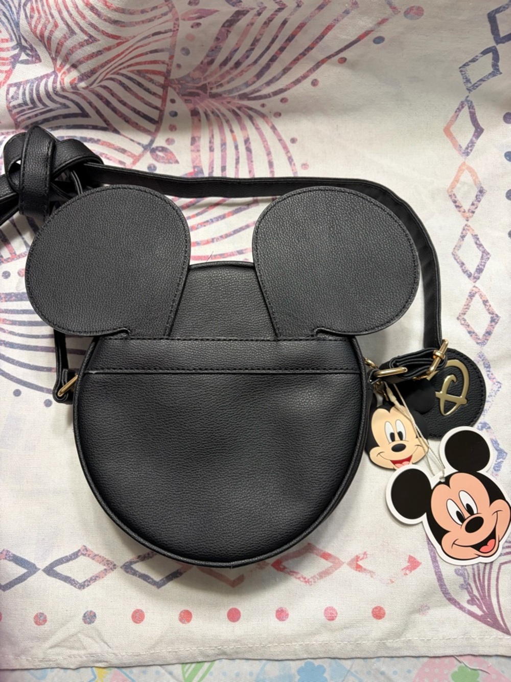 Disney Black Quilted Mickey Ear Crossbody Bag - Picture 2 of 4